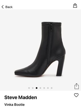 Steve Madden Vinka Black Leather Pointed Ankle Boot